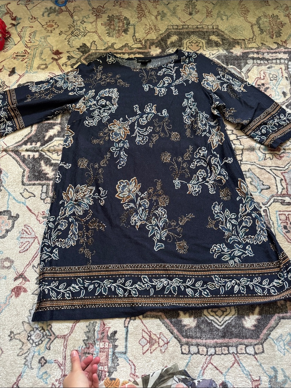 Women’s Navy Floral Border-Print Dress
